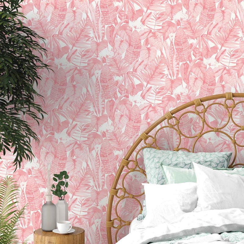 Tempaper Pink Lemonade Tropical Removable Peel and Stick Wallpaper, 20.5 in X 16.5 ft, Made in the USA - Image 2